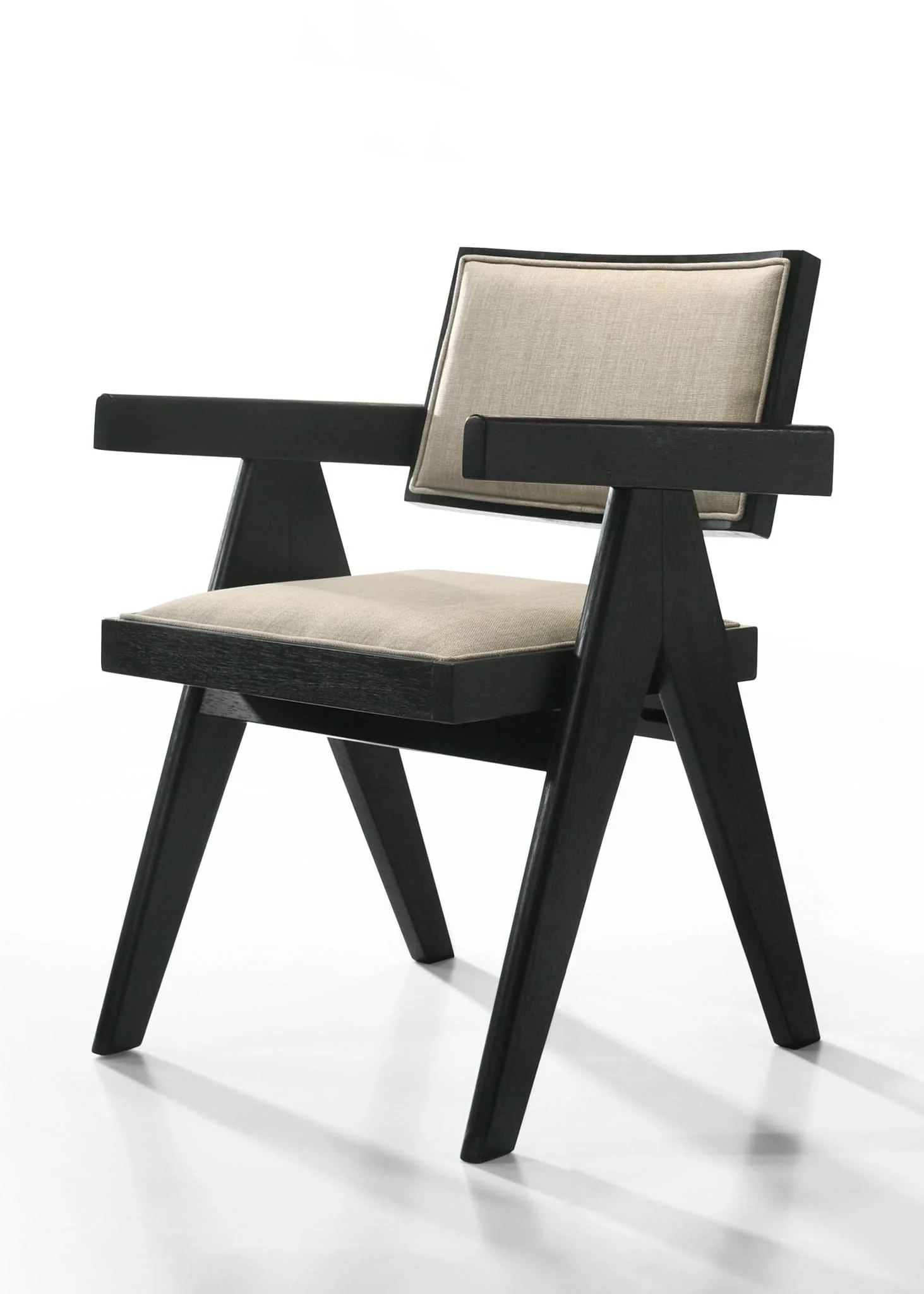 Jasper - Dining Arm Chairs With Upholstered Seat (Set of 2) - Ebony Black / Beige - Image 3
