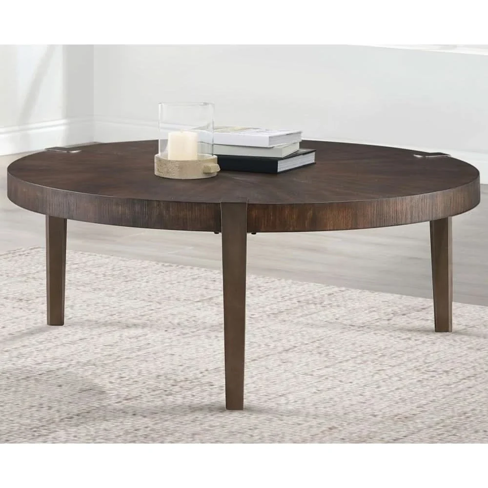 Gracie Brown 3PC Cocktail Table Set with Sunburst Top and Metal Legs - Image 2