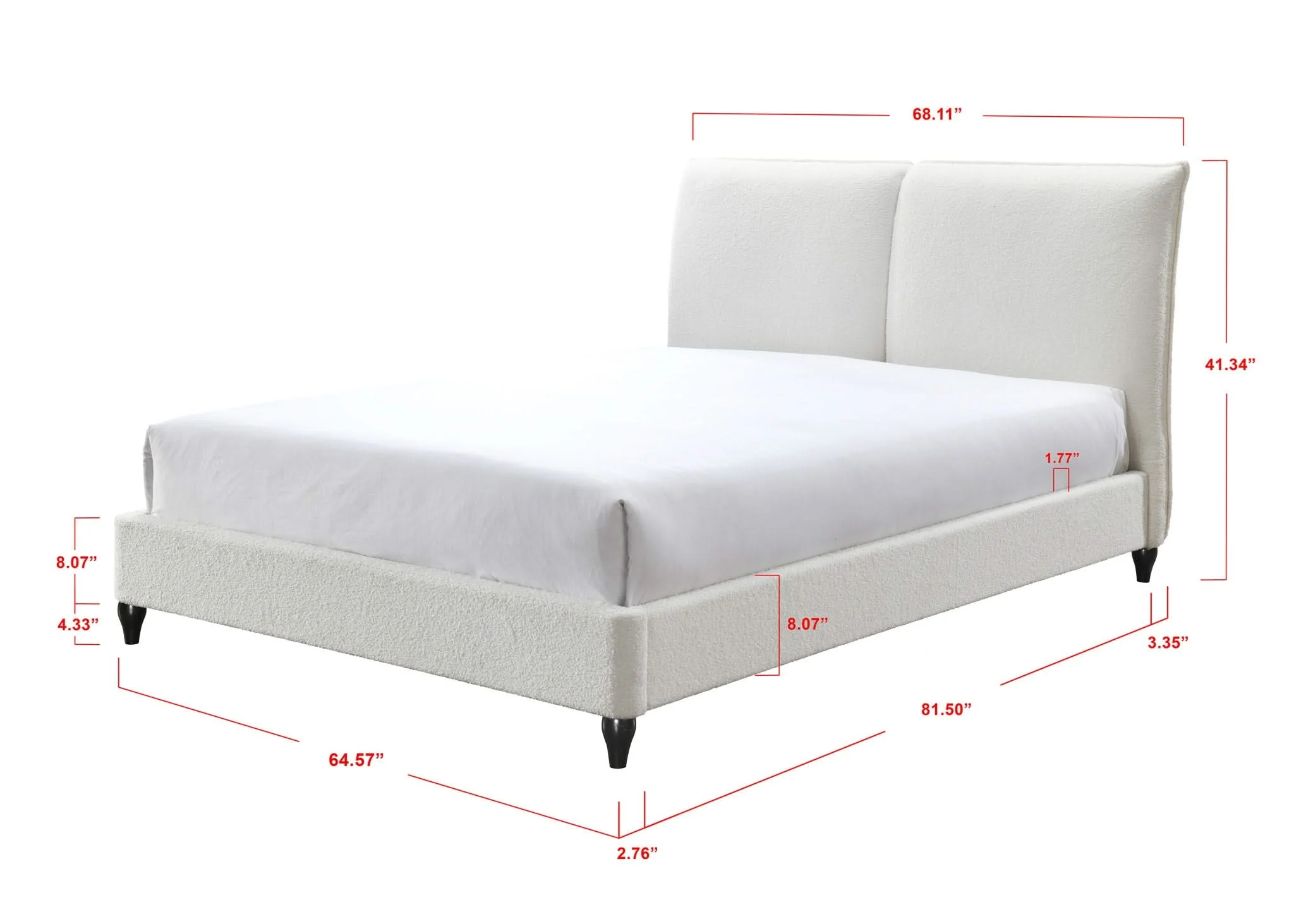 Jenn - Queen Upholstered Bed With Decking Board Set - White - Image 4