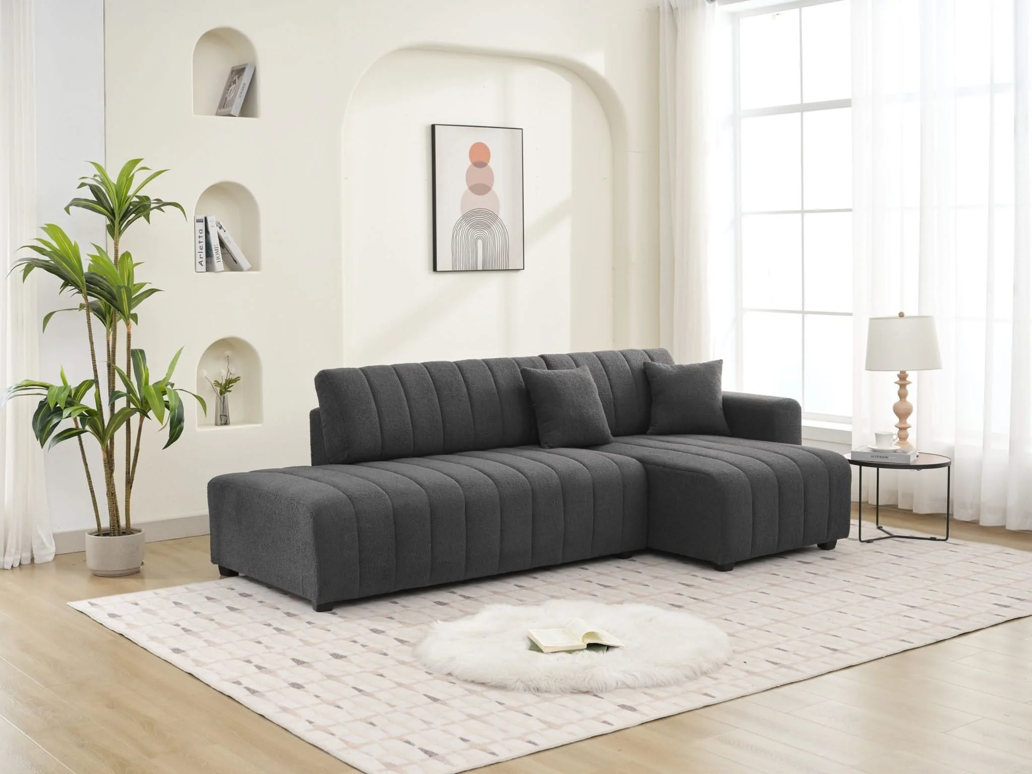 Jessica - Lamb Wool Sectional Sofa With Chaise - Image 2