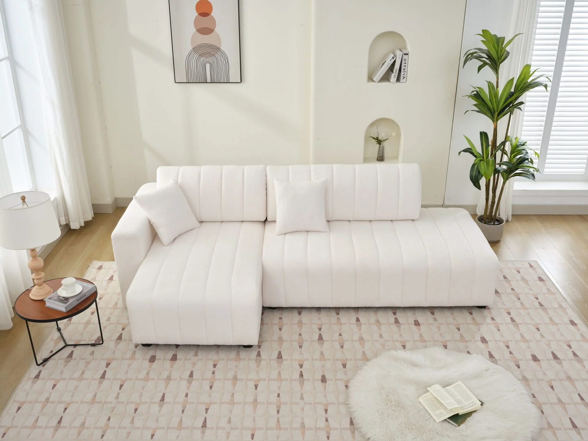 Jessica - Lamb Wool Sectional Sofa With Chaise, Versatile Configuration - Image 3