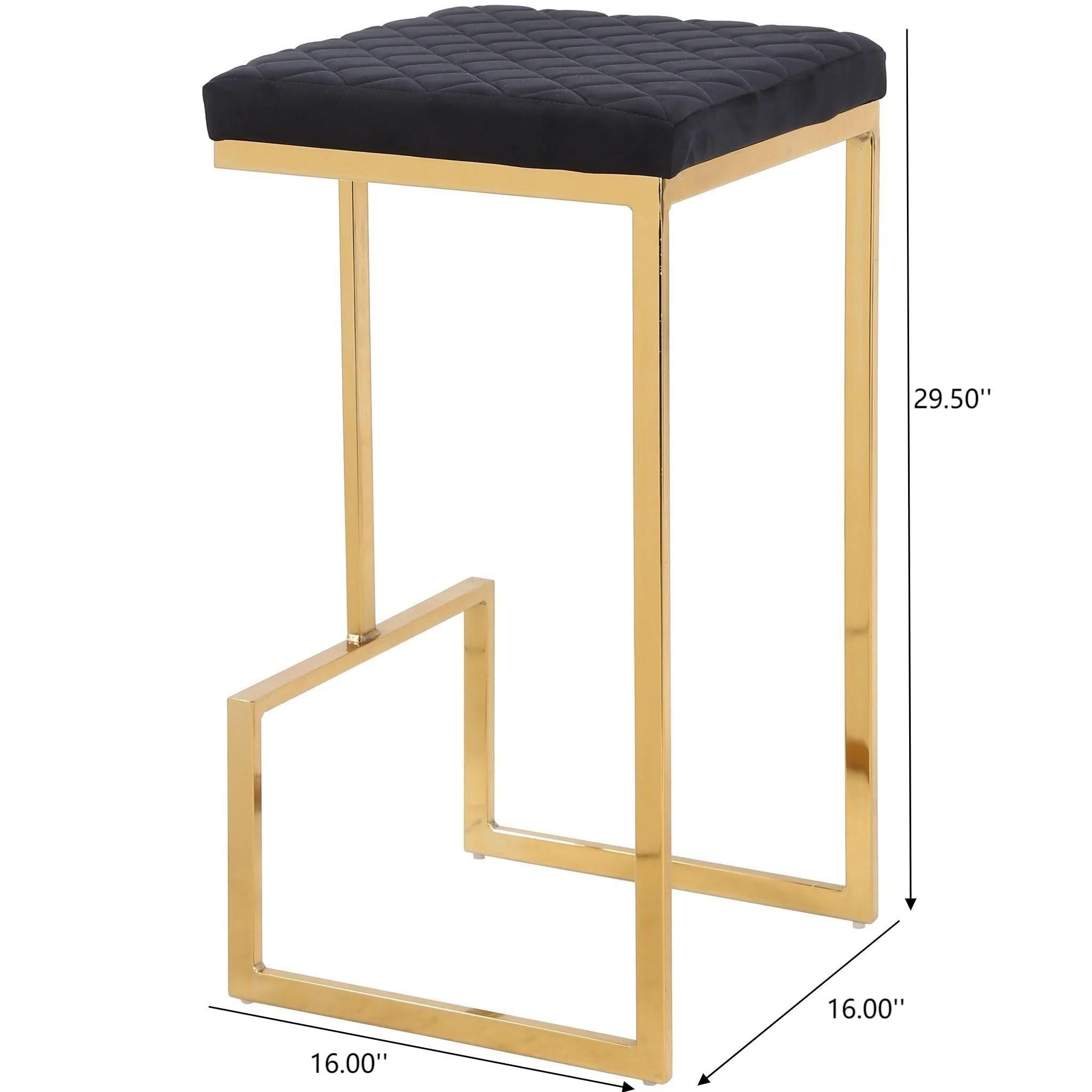 Joel - Upholstered Stool - Black / Gold - Image 4
