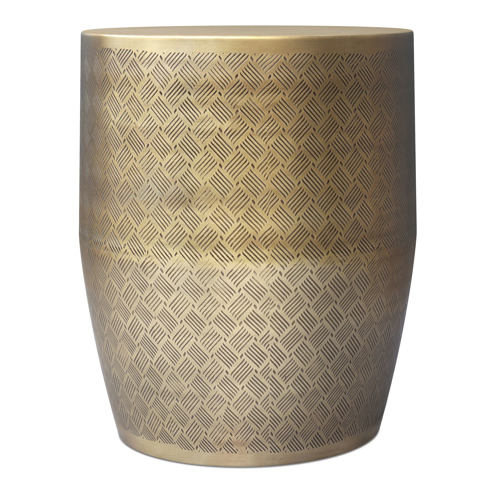 Johnsen - Cross Hatch Pattern Accent Table - Antique Gold - Image 3
