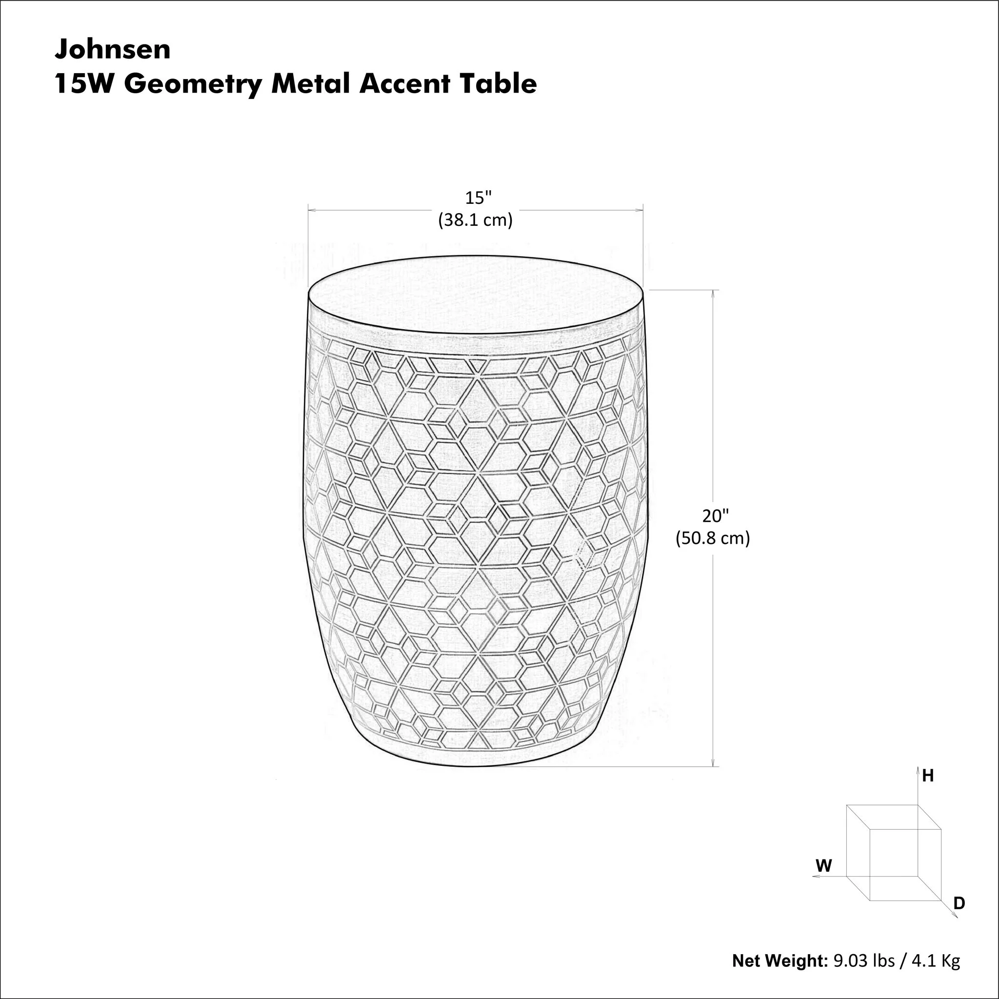 Johnsen - Geometric Pattern Accent Table - Antique Silver - Image 3