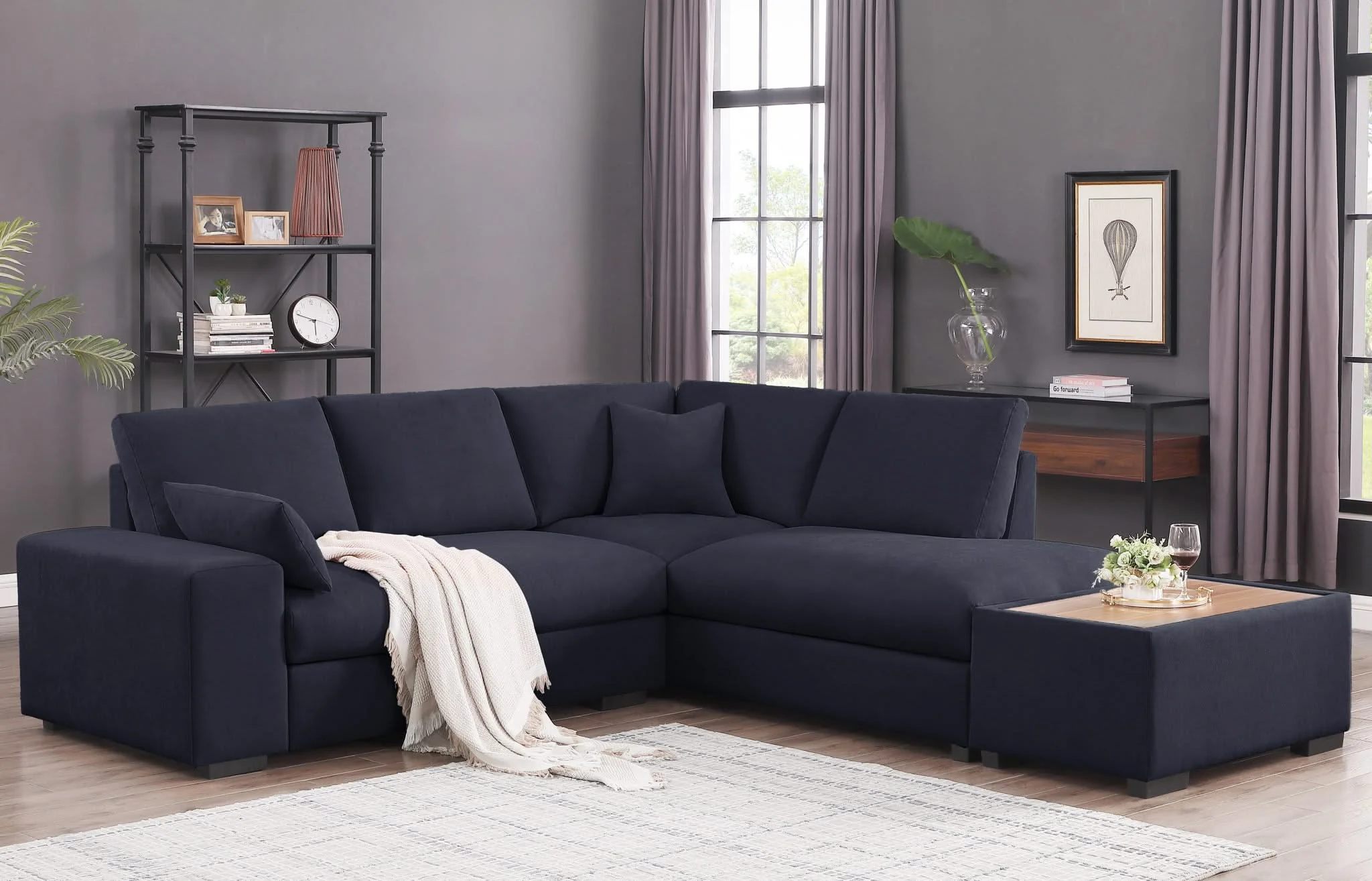 Joshua - 100" Sectional Sofa with Right Facing Chaise and Console Ottoman - Image 2