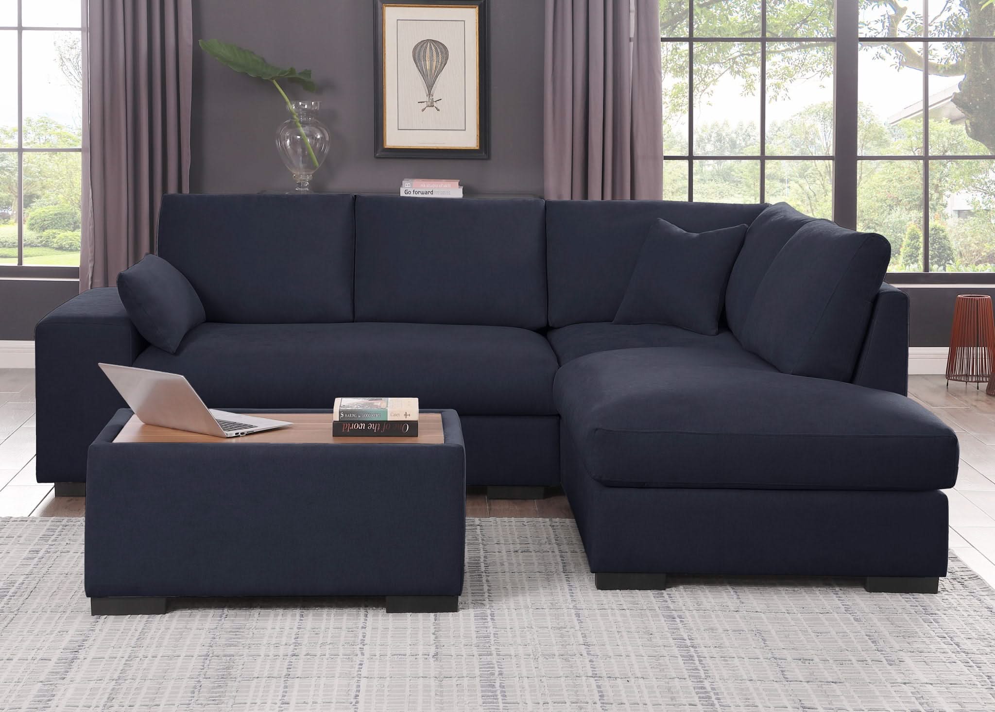 Joshua - 100" Sectional Sofa with Right Facing Chaise and Console Ottoman - Image 3