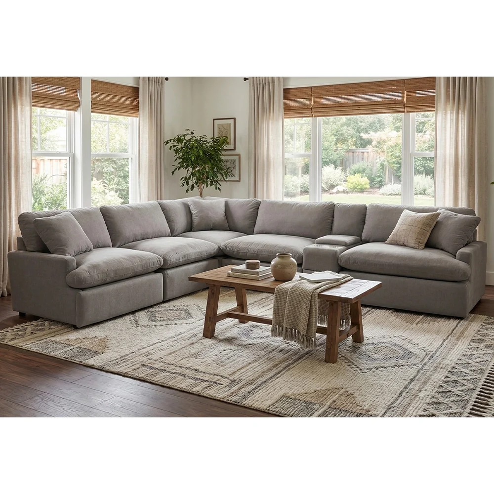 Jubilee Gray 6 Piece Power Reclining Sectional with Console and USB