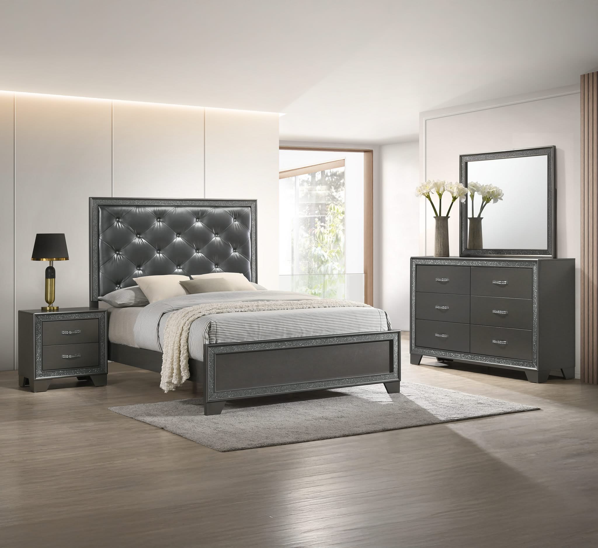 Kaia - King 4 Piece Bedroom Set - Dark Gray