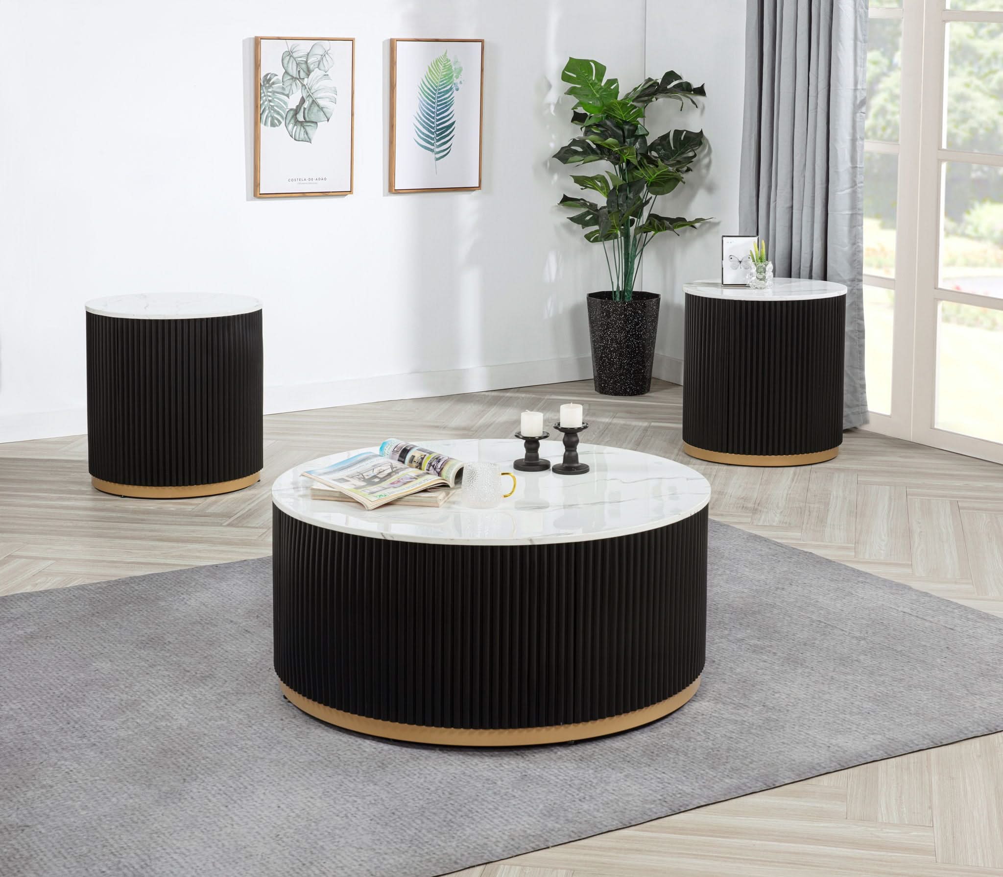 Kara - End Table - Black / White - Image 2