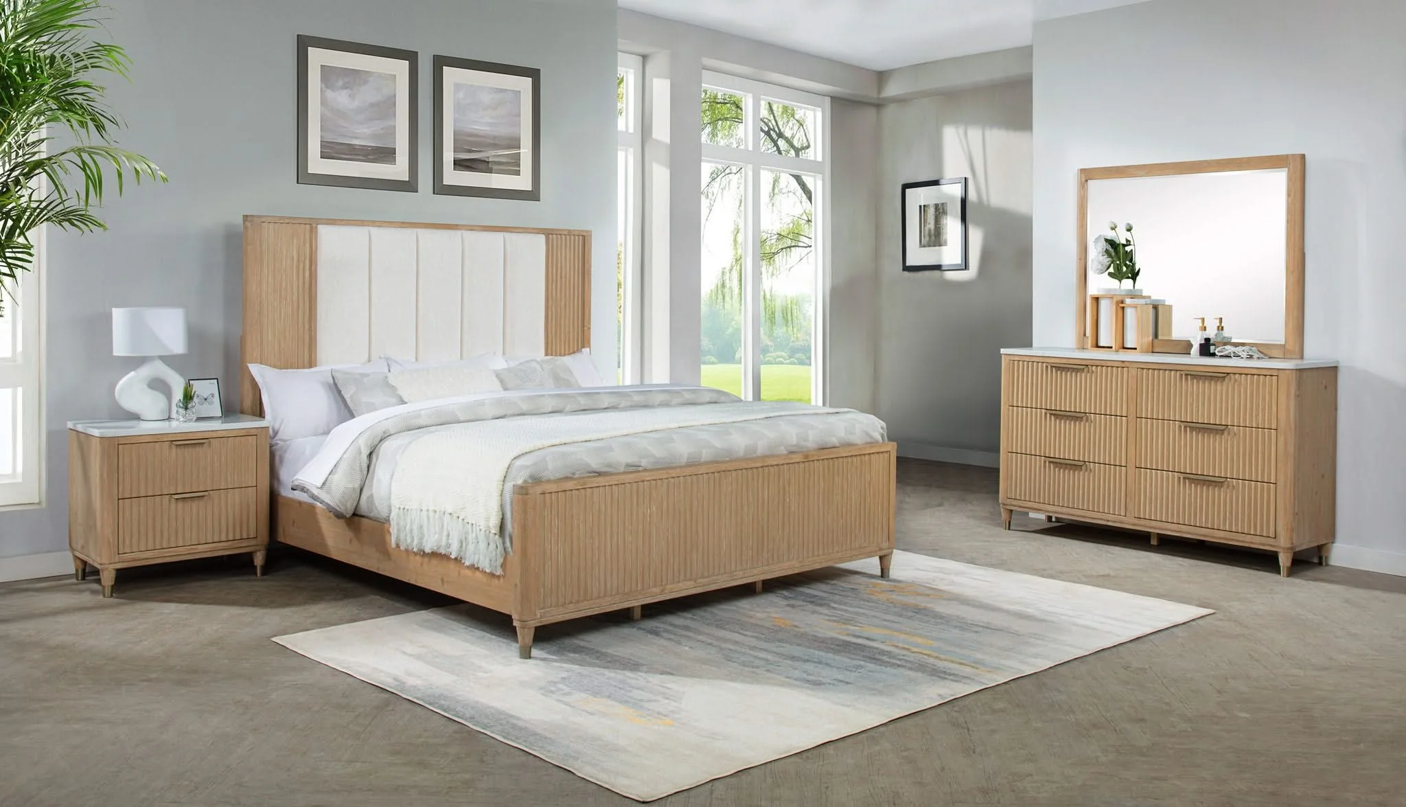 Kara - Queen 4 Piece Bedroom Set - Cerused Natural