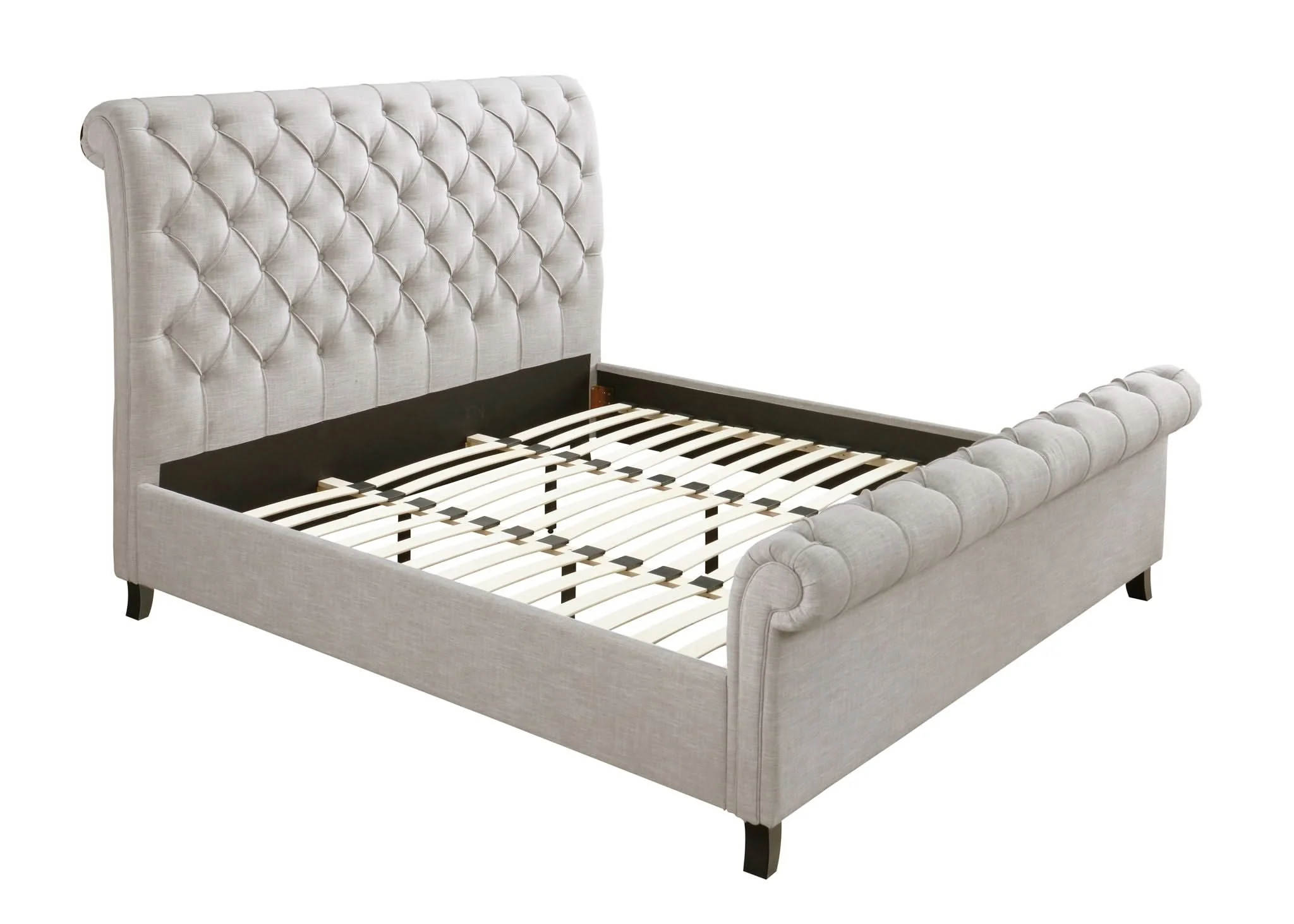 Kate - King Platform Bed - Light Gray Tweed - Image 4