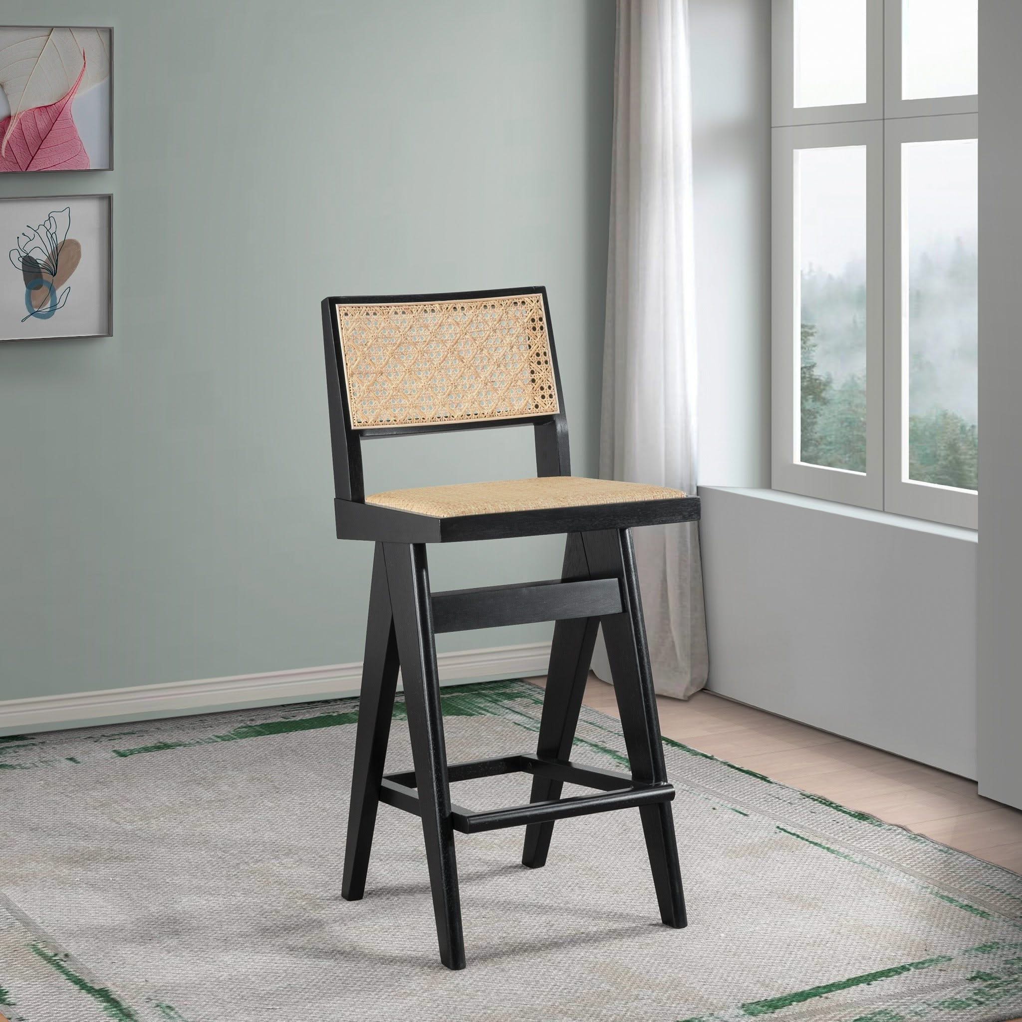Keira - Bar Stool (Set of 2) - Black / Rattan - Image 3