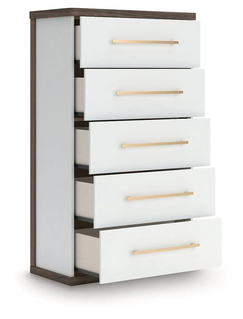 Kendanport - Five Drawer Chest - Brown / White - Image 2