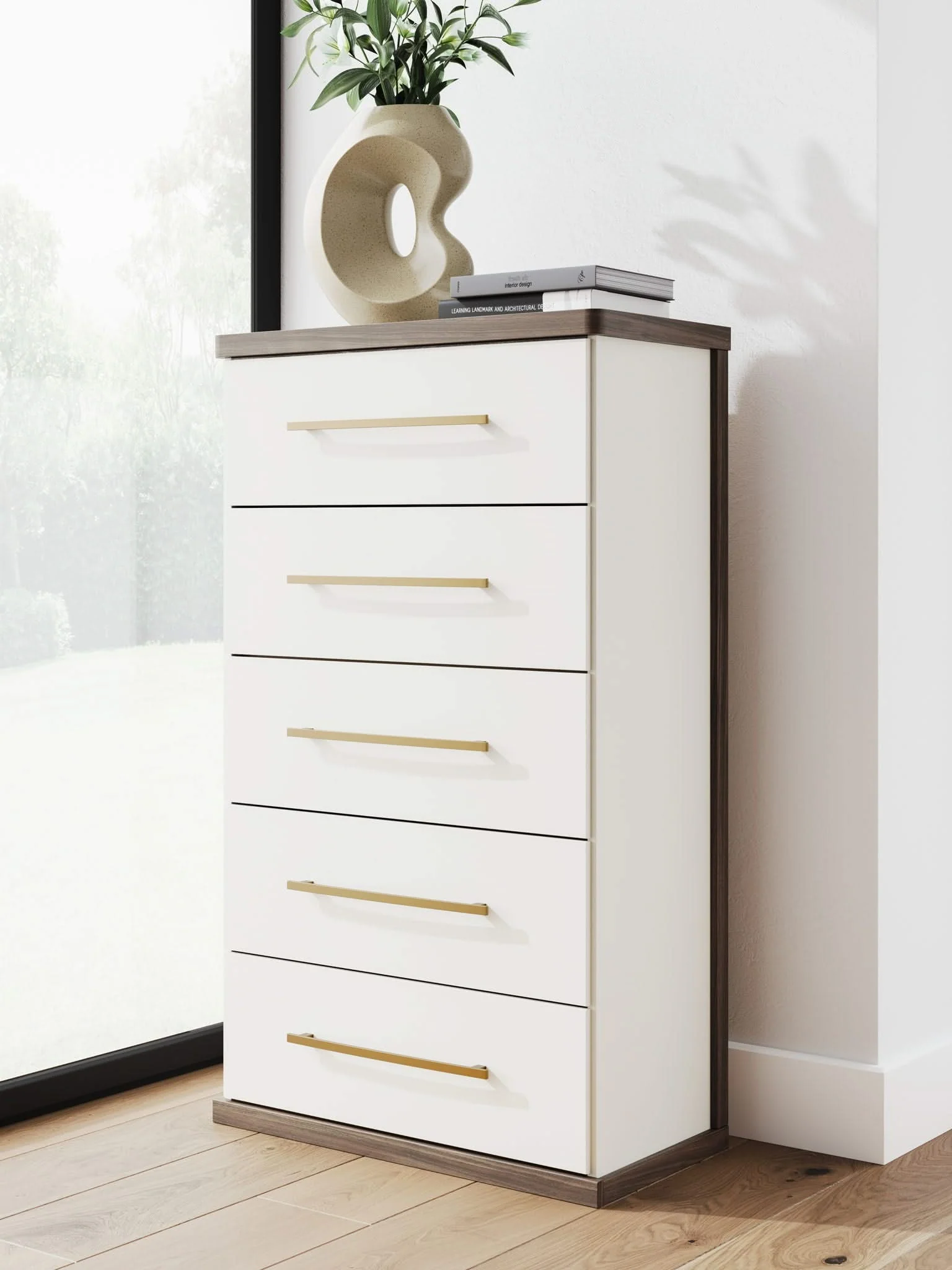 Kendanport - Five Drawer Chest - Brown / White - Image 3