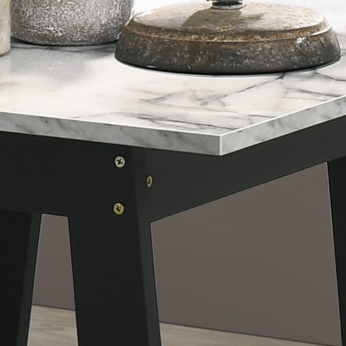 Kenzo - End Table With Faux Marble Top Finish - Black - Image 2