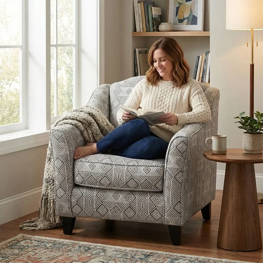 Kirkpatrick Graphite Contemporary Accent Chair with Plush Cushions