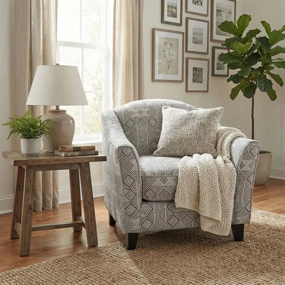 Kirkpatrick Graphite Contemporary Accent Chair with Plush Cushions - Image 2