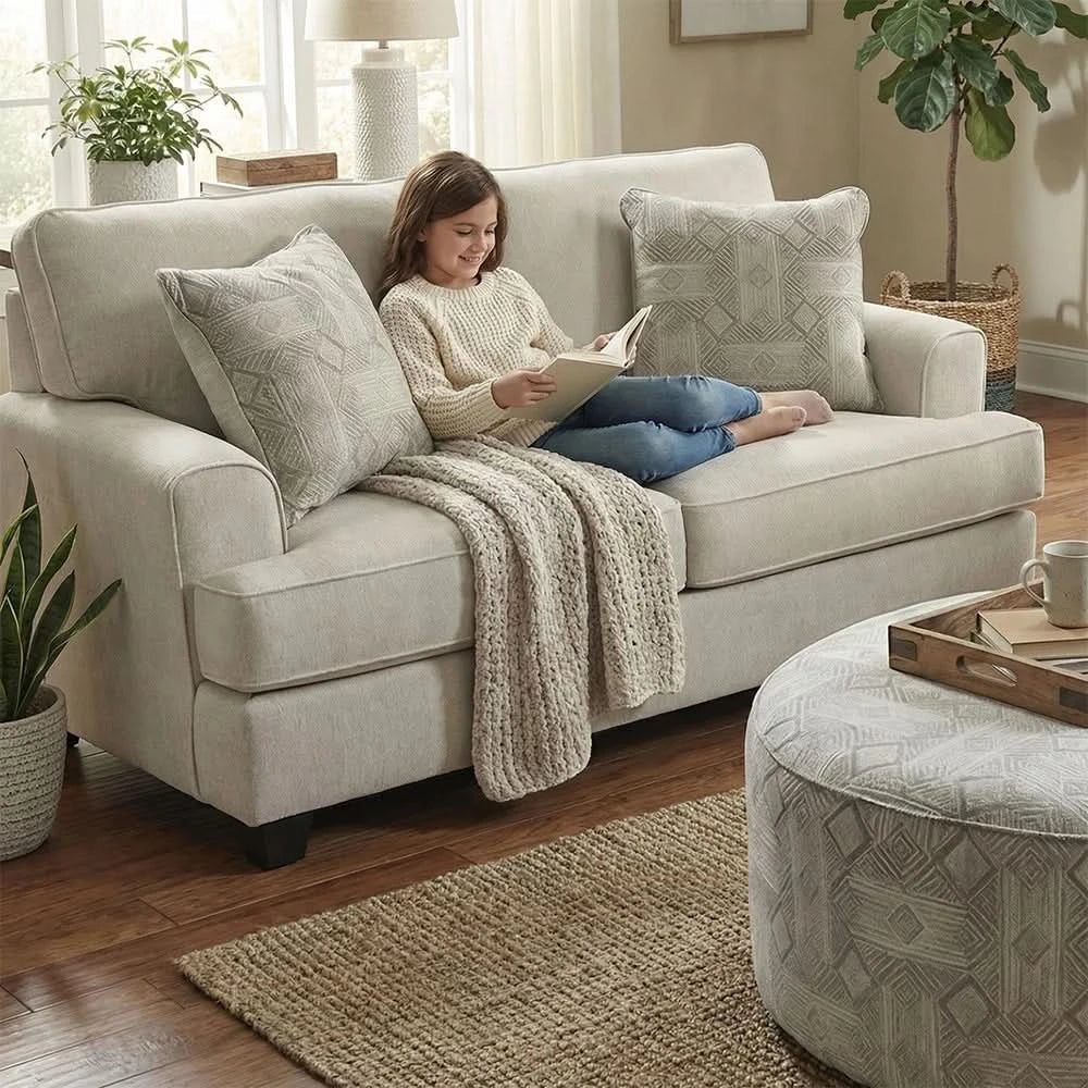 Kirkpatrick Graphite Contemporary Fabric Sofa & Loveseat with Plush Cushions - Image 4