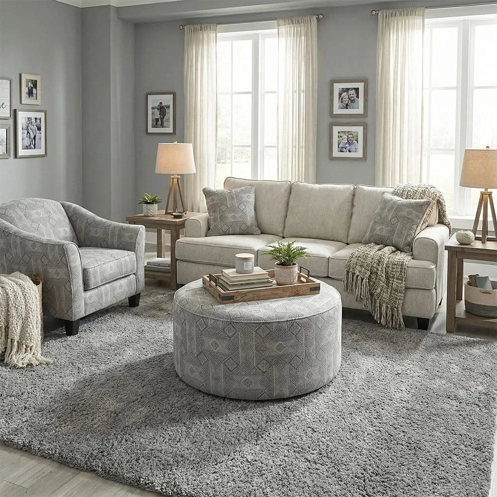 Kirkpatrick Graphite Contemporary Upholstered Ottoman with Plush Cushion - Image 4