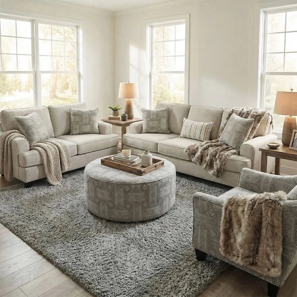 Kirkpatrick Graphite Contemporary Upholstered Ottoman with Plush Cushion - Image 5