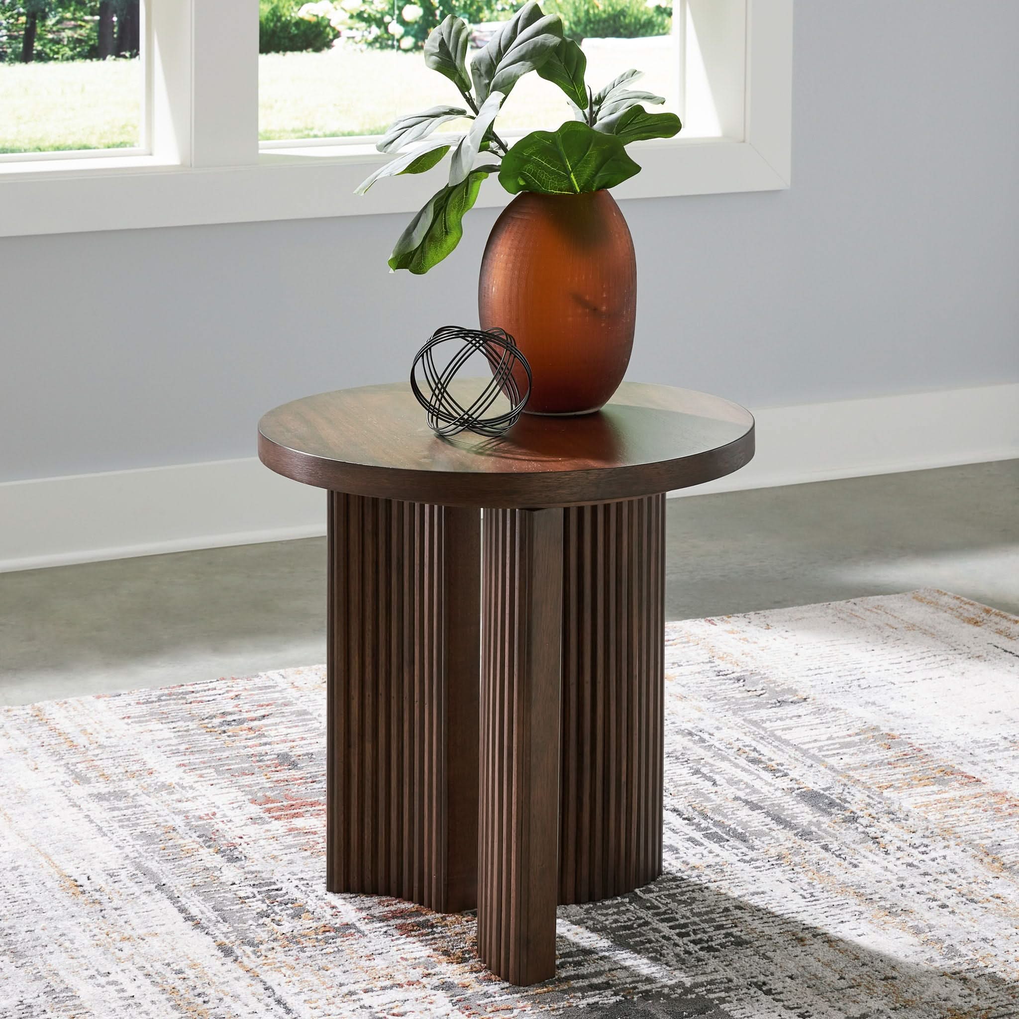 Korestone - Round End Table - Dark Brown - Image 2