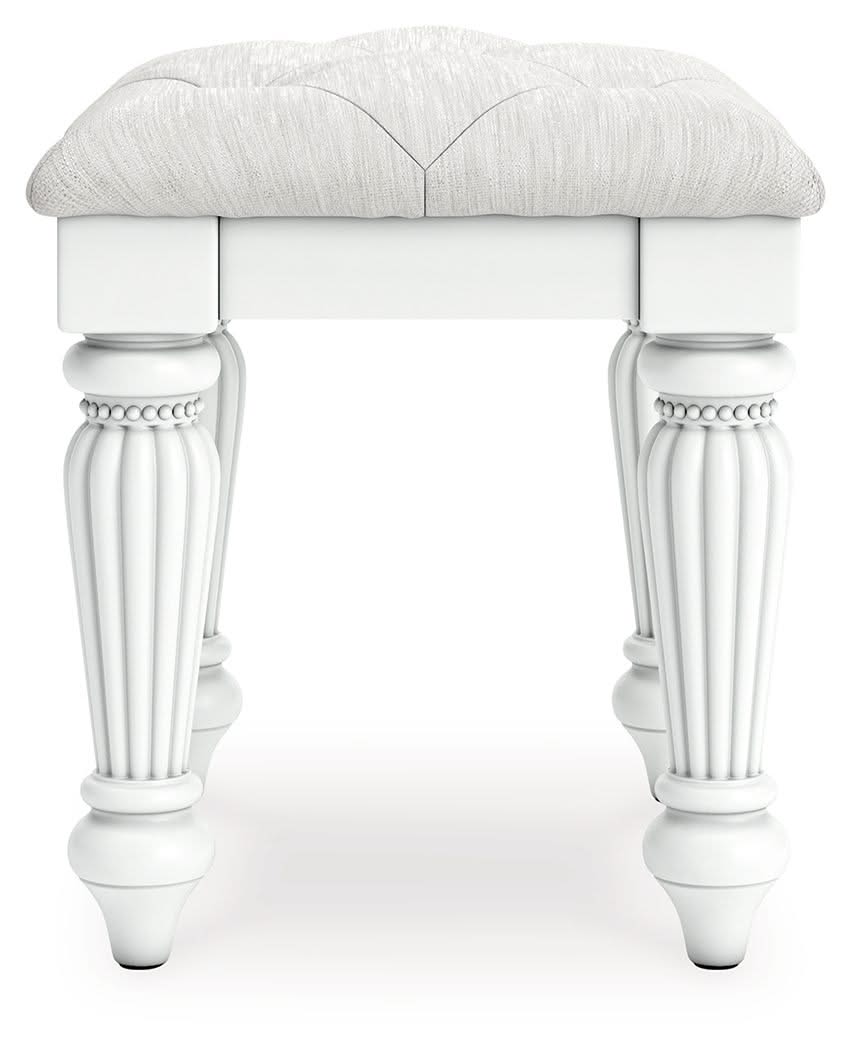 Kozlani - Vanity Upholstered Stool - White - Image 3