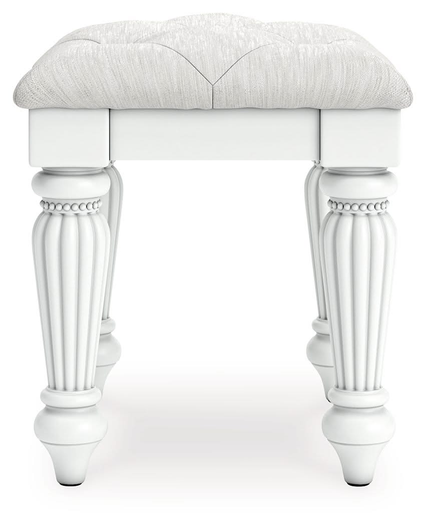 Kozlani - Vanity Upholstered Stool - White - Image 4
