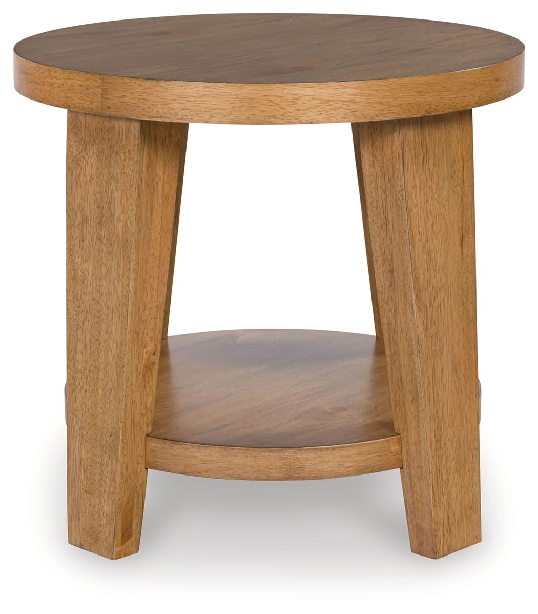 Kristiland - Round End Table - Light Brown - Image 3