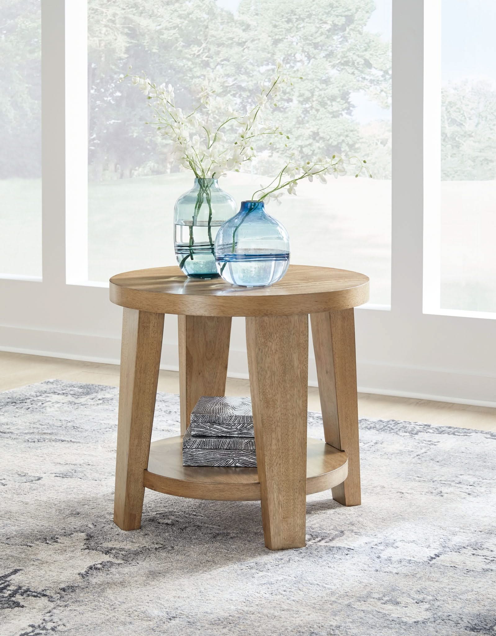 Kristiland - Round End Table - Light Brown - Image 4