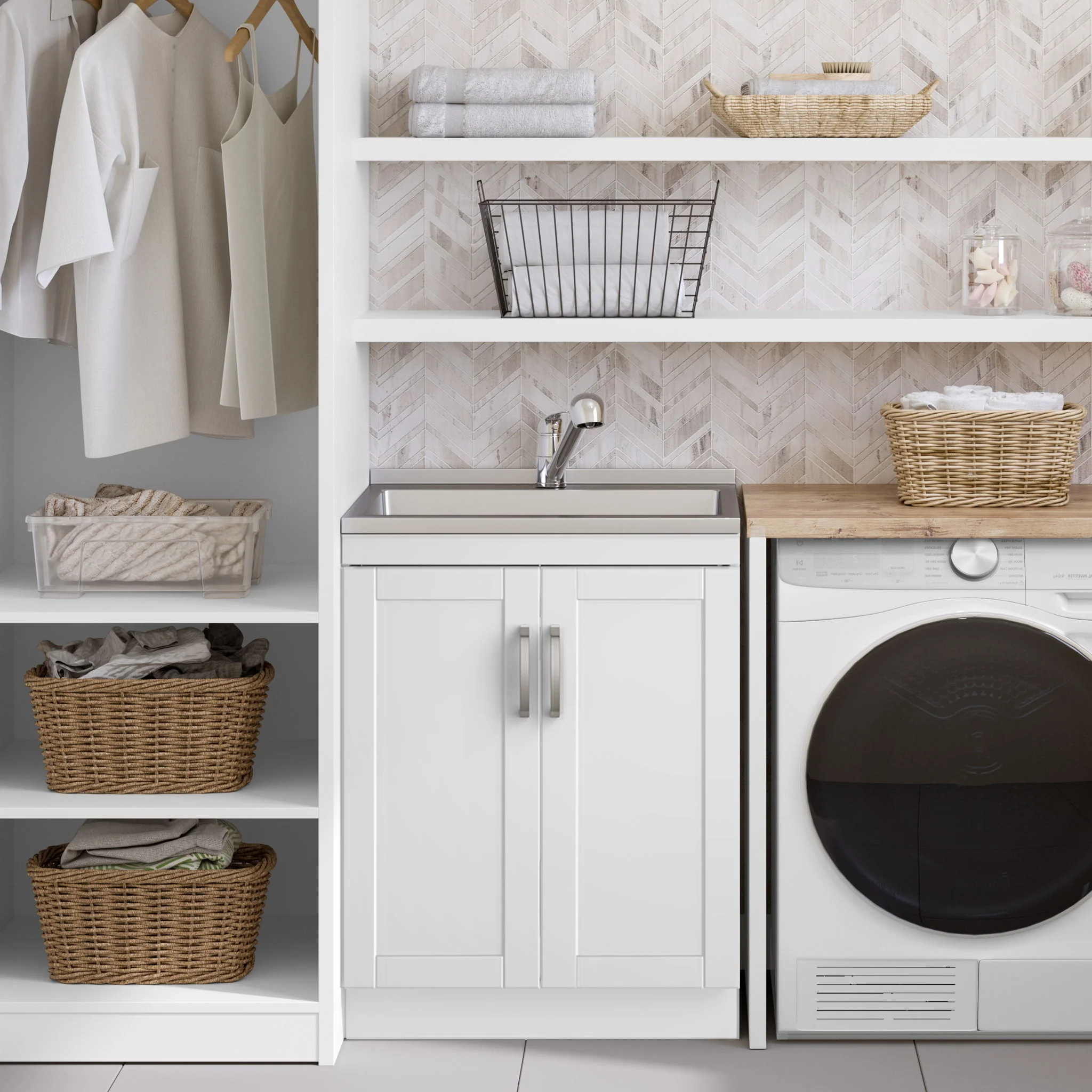 Kyle - Laundry Cabinet & Faucet And Stainless Steel Sink - Image 2