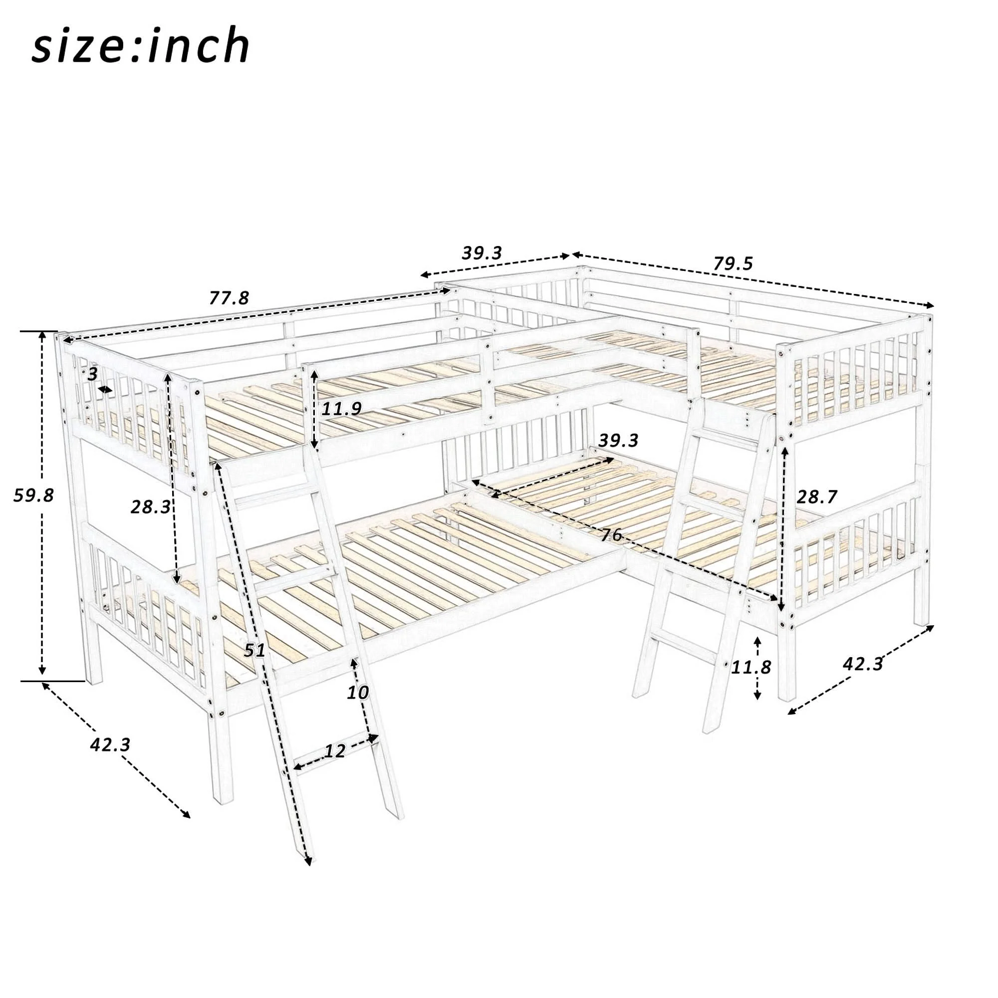 L Shaped Bunk Bed With Ladder - Image 7