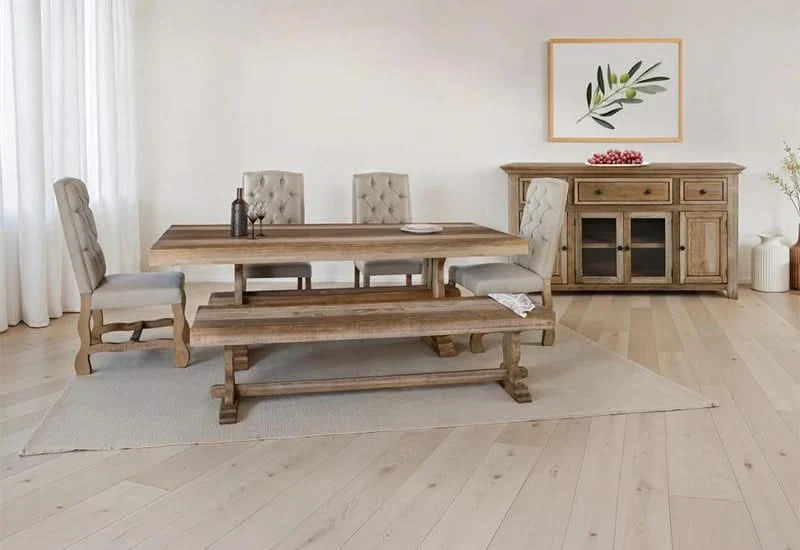 La Grange Upholstered Tufted Dining Chair in Weathered Natural Wood - Image 3