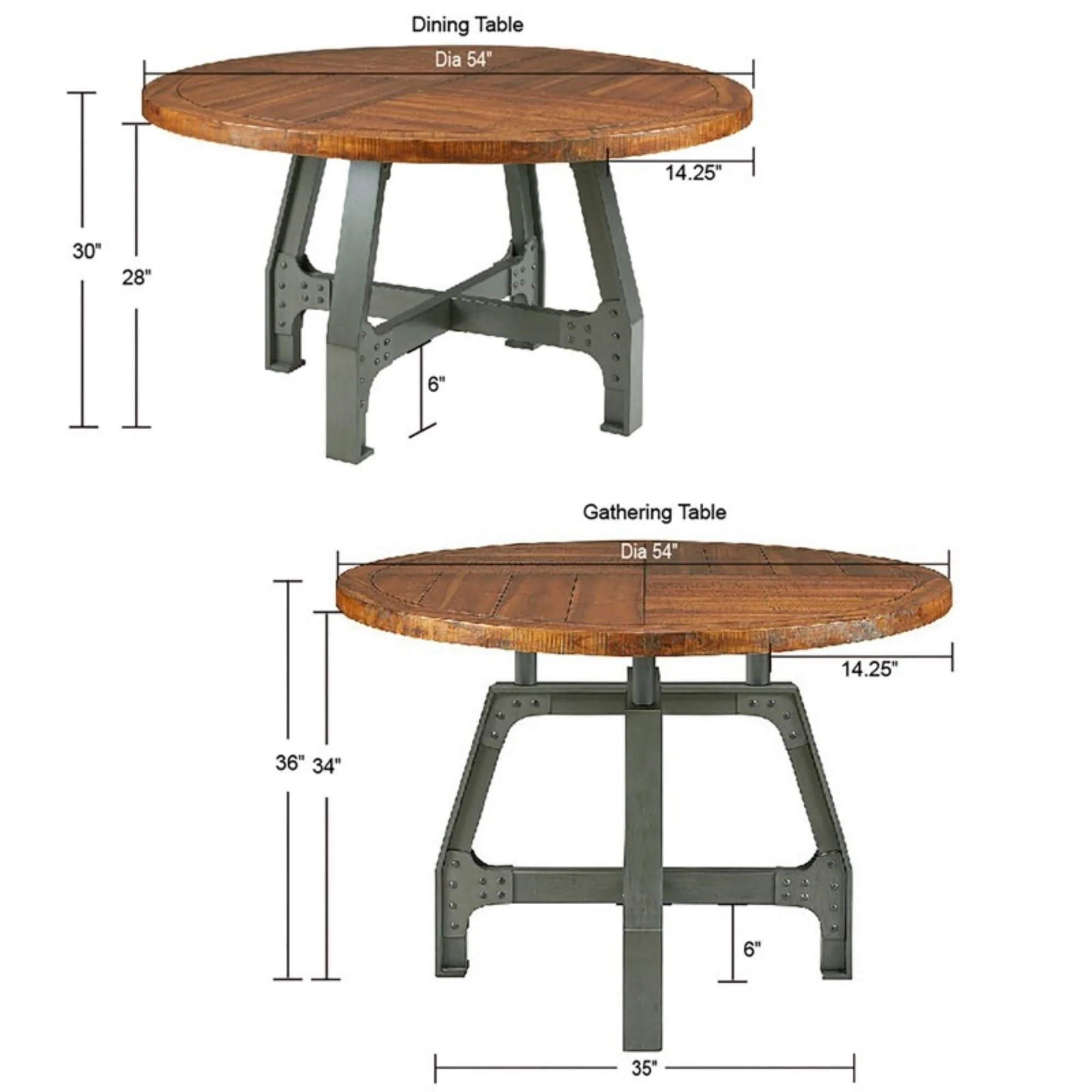 Lancaster - Round Dining / Gathering Table With Adjustable Height - Walnut - Image 2