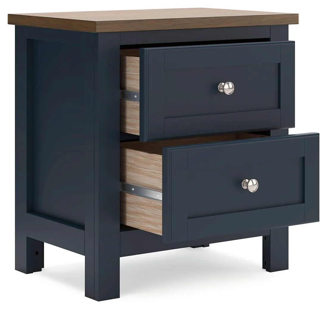 Landocken - Two Drawer Night Stand - Brown / Blue - Image 3