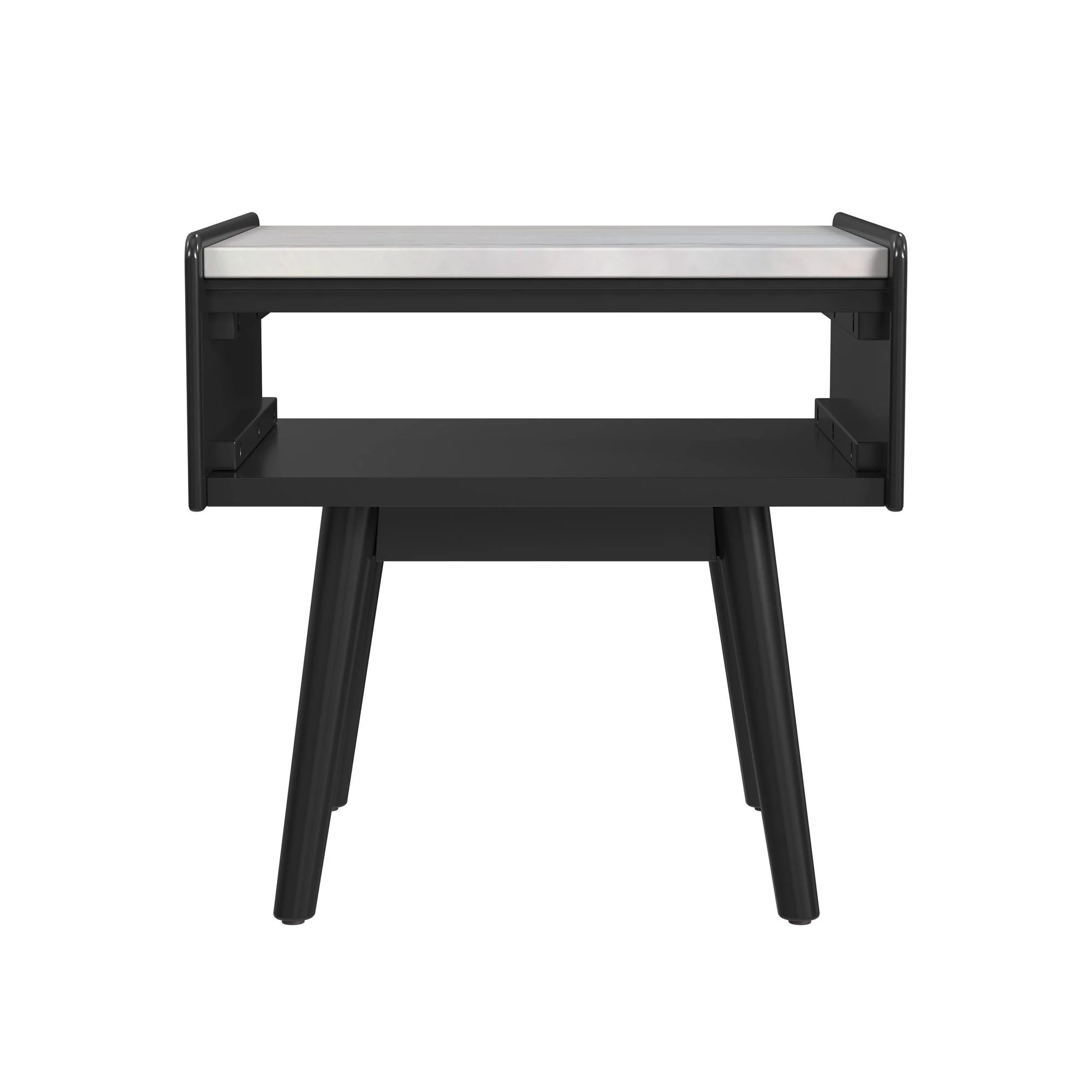 Lanette - End Table With White Marble Top - Black - Image 4