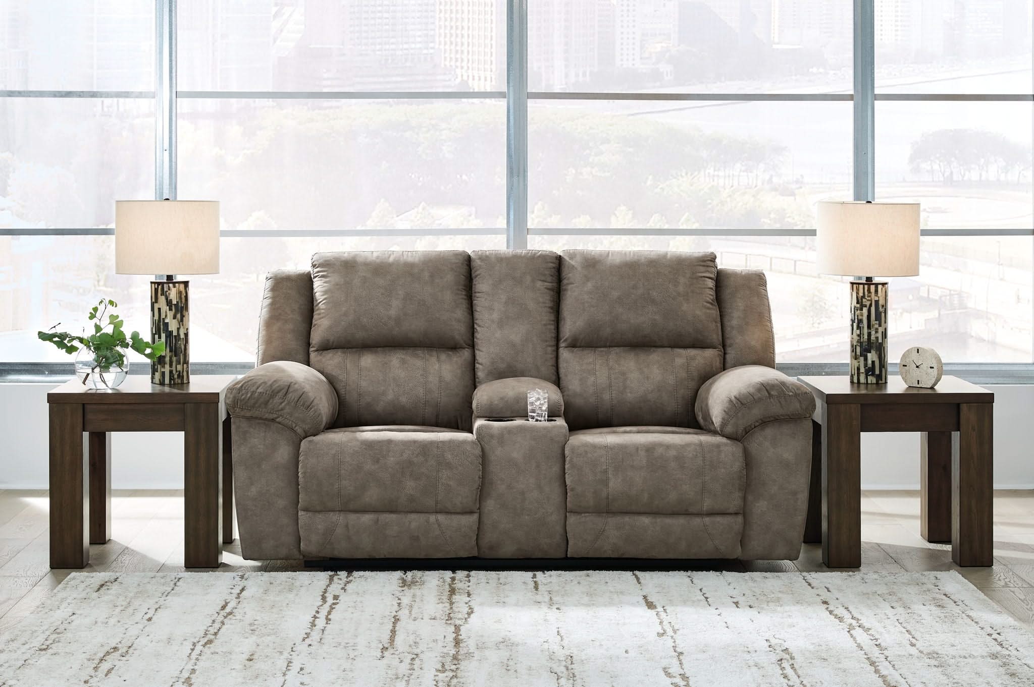 Laresview - Dbl Reclining Loveseat with Console - Fossil - Image 3