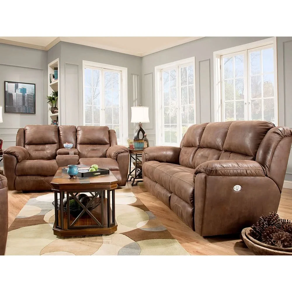 Latitude Power Leather Reclining Sofa and Loveseat Set with Wall Hugger and Console - Image 2