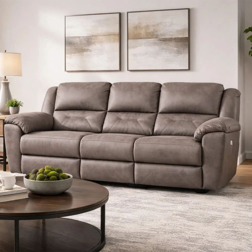Latitude Power Leather Reclining Sofa and Loveseat Set with Wall Hugger and Console - Image 4