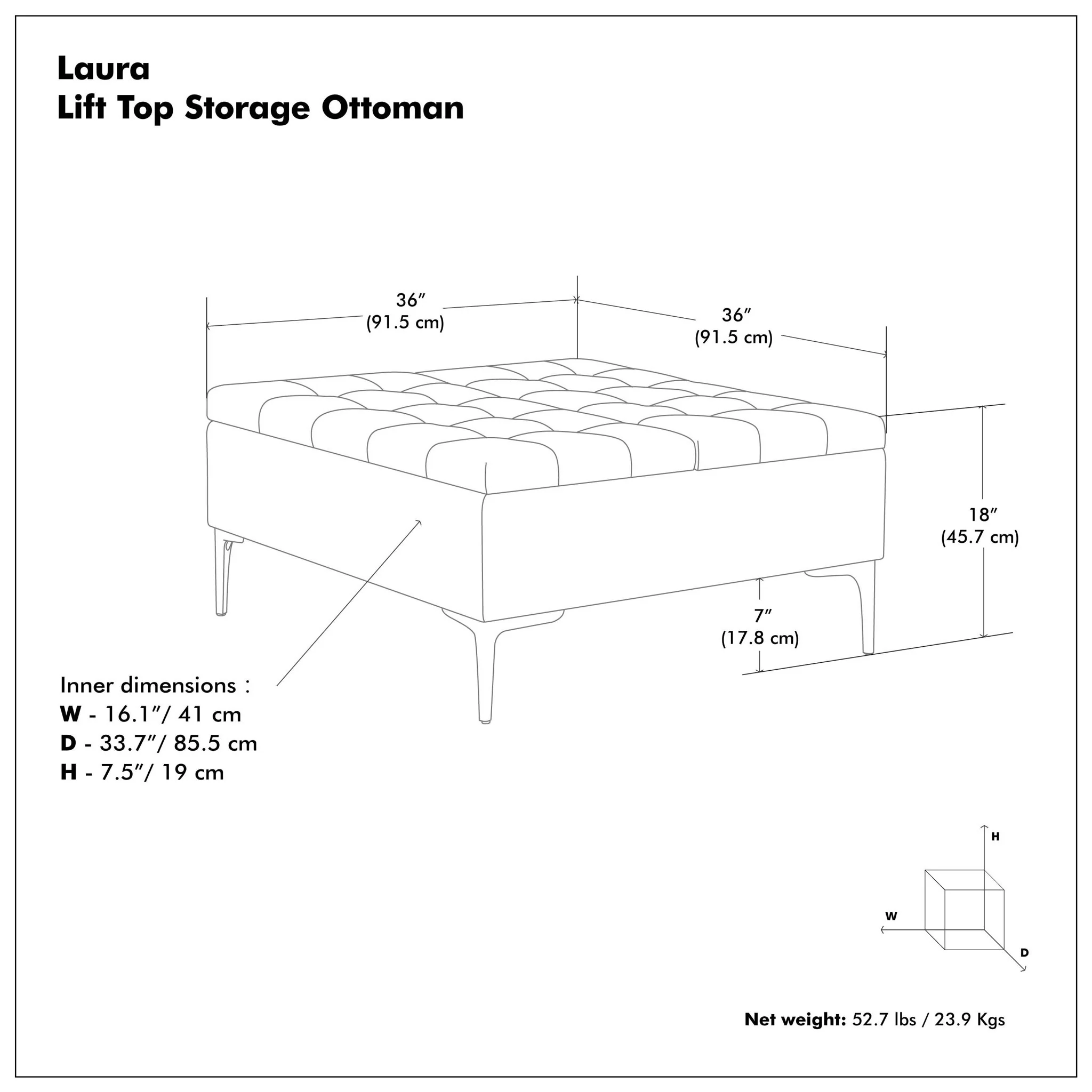 Laura - Lift Top Storage Ottoman - Image 7