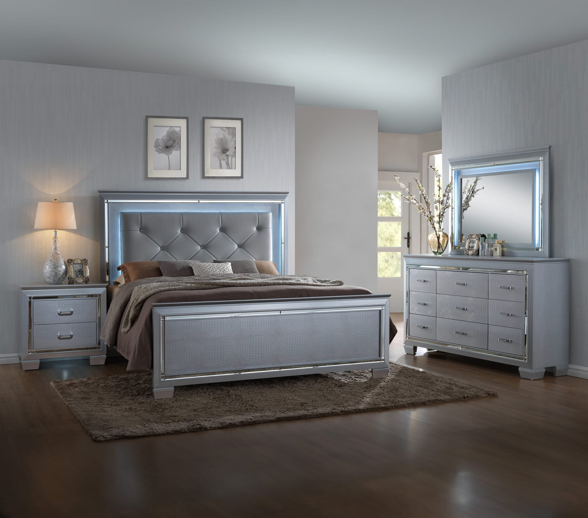 Lillian - California King 4 Piece Bedroom Set - Gray