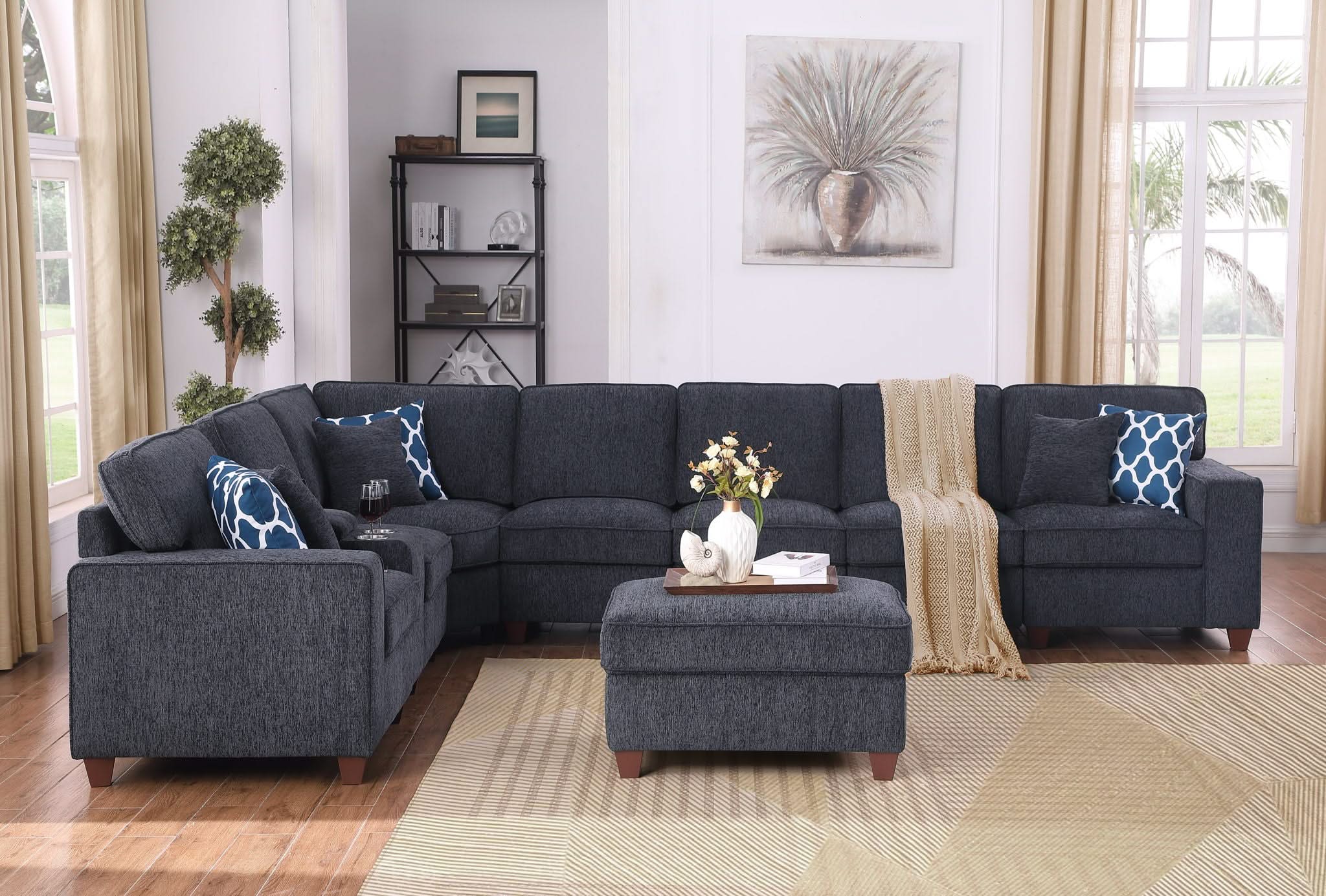 Lily - Sectional Sofa With Ottoman - Black - Image 2