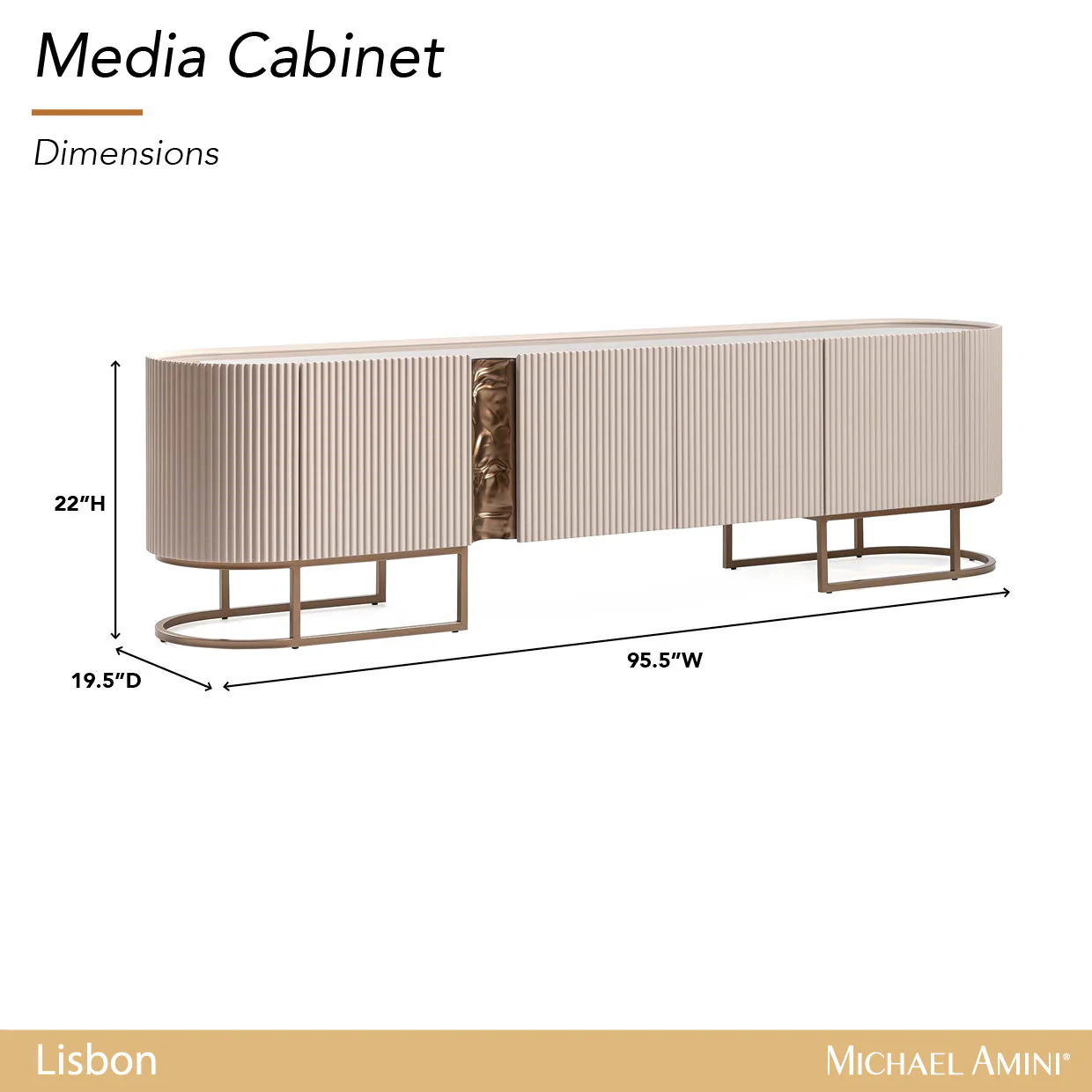 Lisbon - Media Cabinet - Silky Cream / Bronze - Image 2