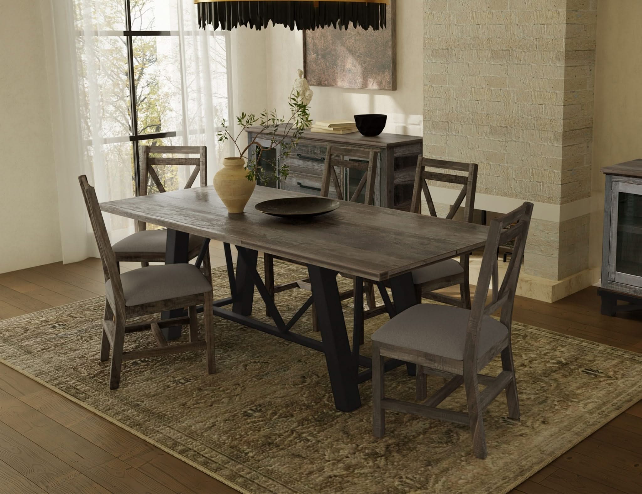 Loft - Buffet With 3 Drawer / 2 Doors - Two Tone Gray / Brown - Image 3