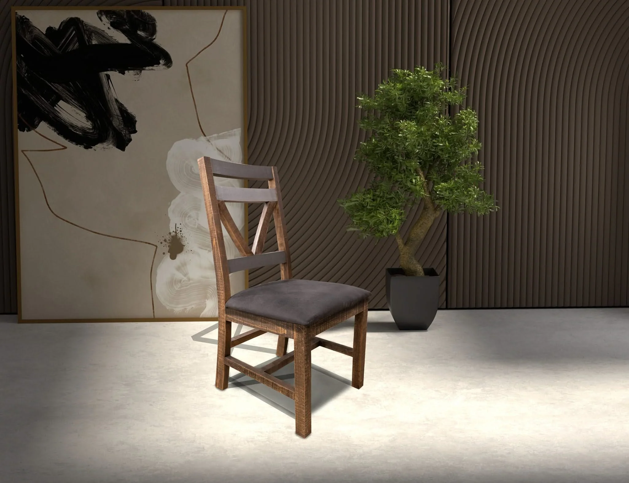 Loft - Upholstered Seat Wooden Chair (Set of 2) - Two Tone Gray / Brown - Image 3