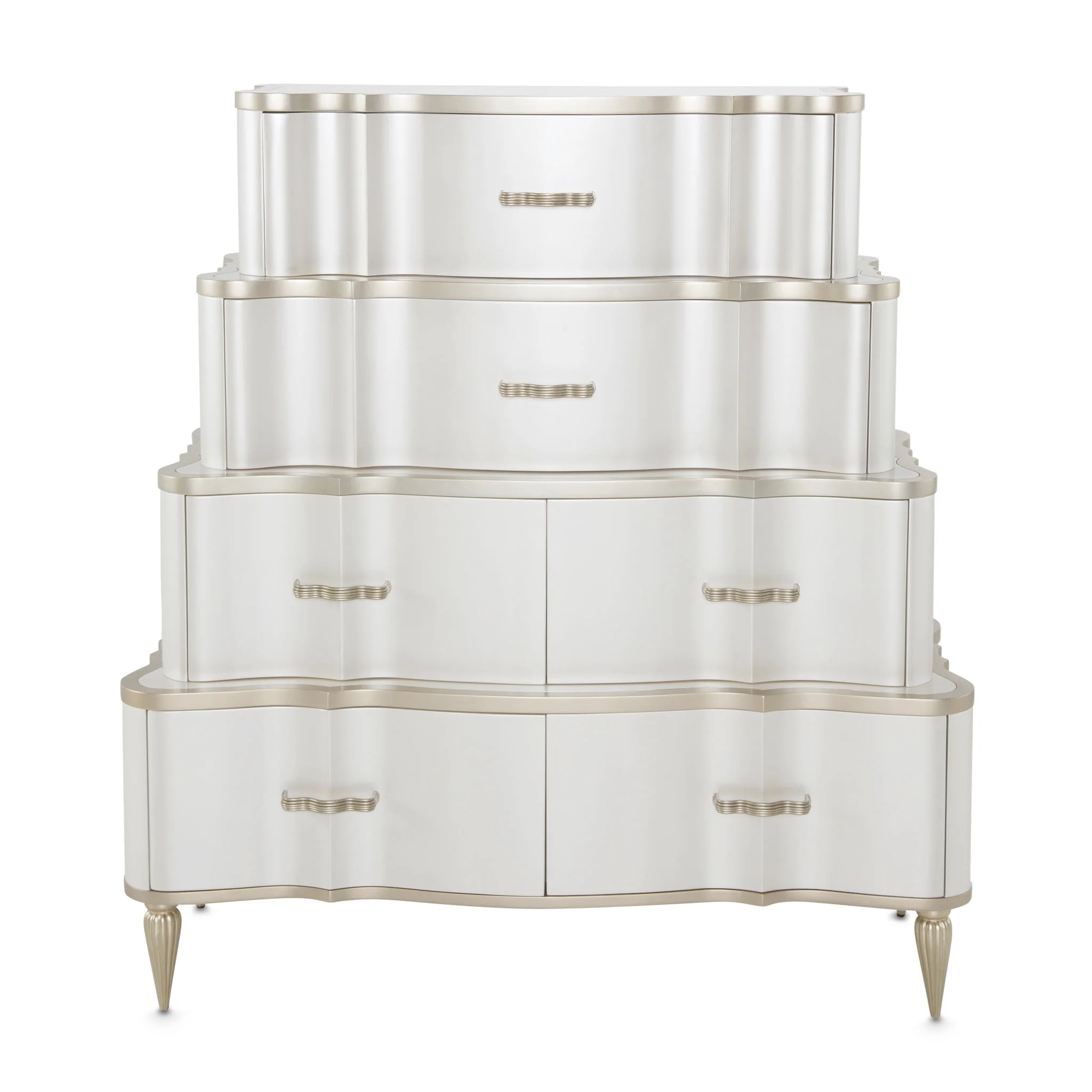 London Place - 6-Drawer Tiered Chest - Creamy Pearl - Image 2