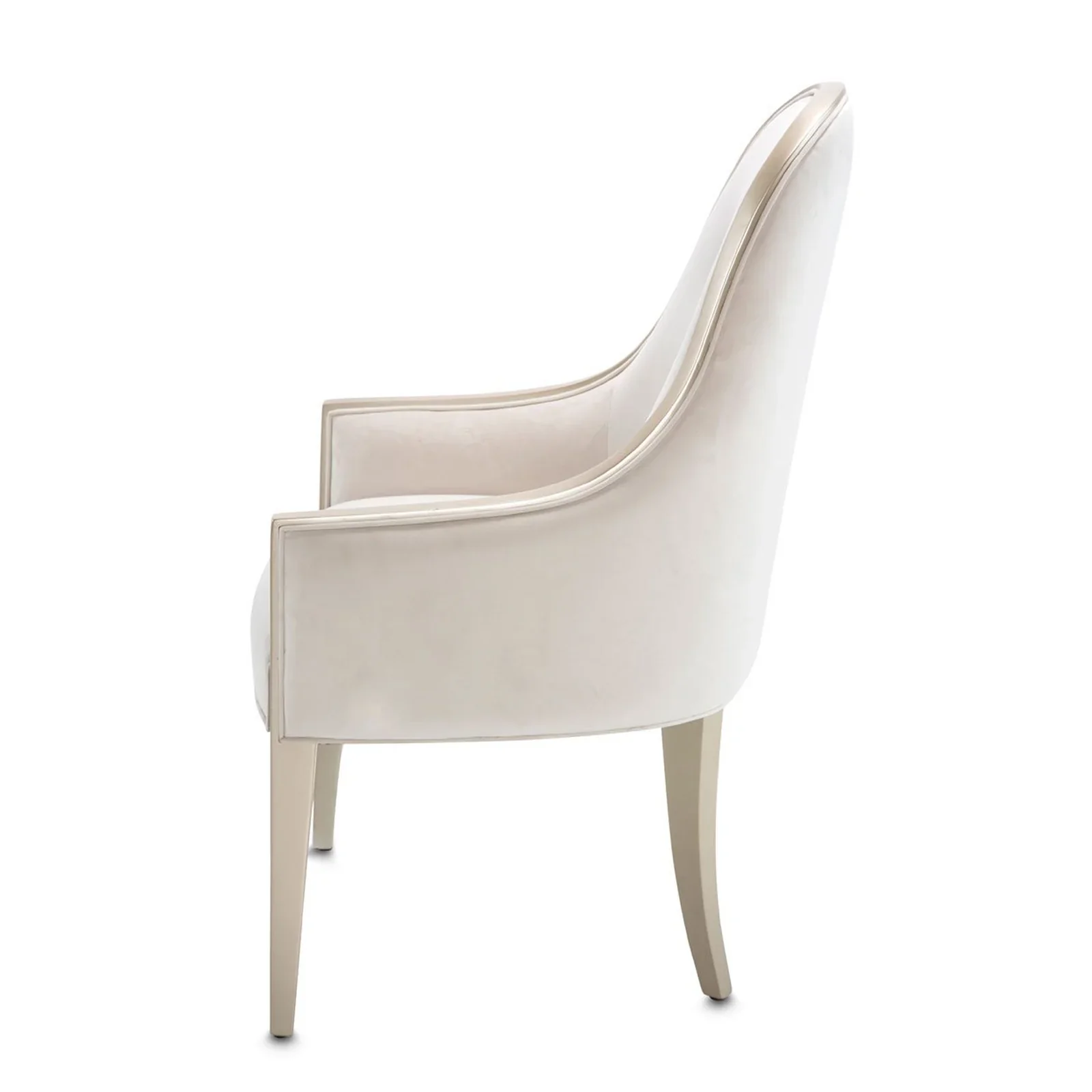 London Place Creamy Pearl Arm Chair with Platinum Accents - Image 3