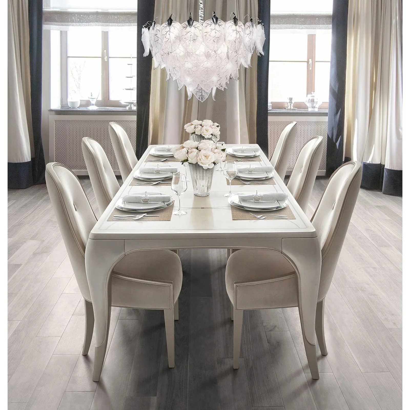 London Place Creamy Pearl Arm Chair with Platinum Accents - Image 5