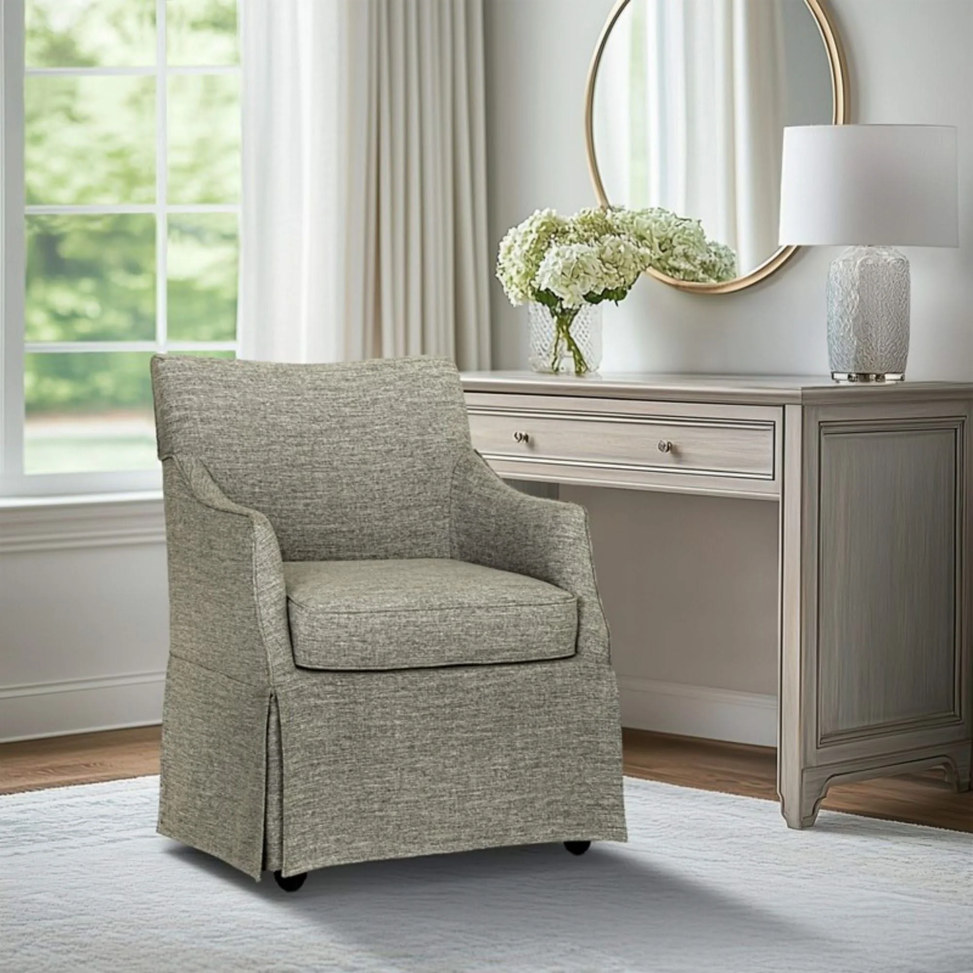 London - Upholstered Skirted Dining Arm Chair - Image 4