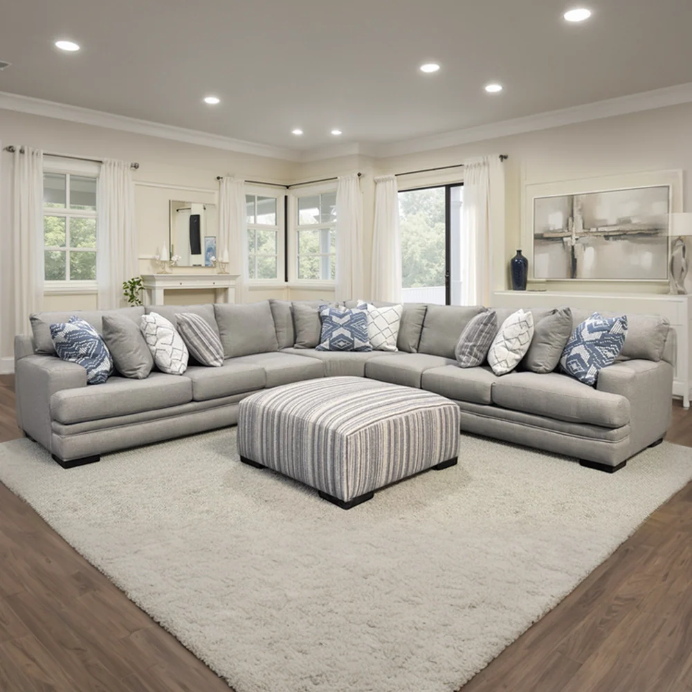 Lonestar Grey Contemporary 3-Piece Sectional with Plush Cushions - Image 2