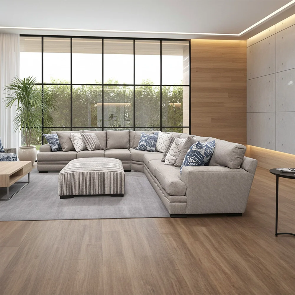 Lonestar Grey Contemporary 3-Piece Sectional with Plush Cushions - Image 4